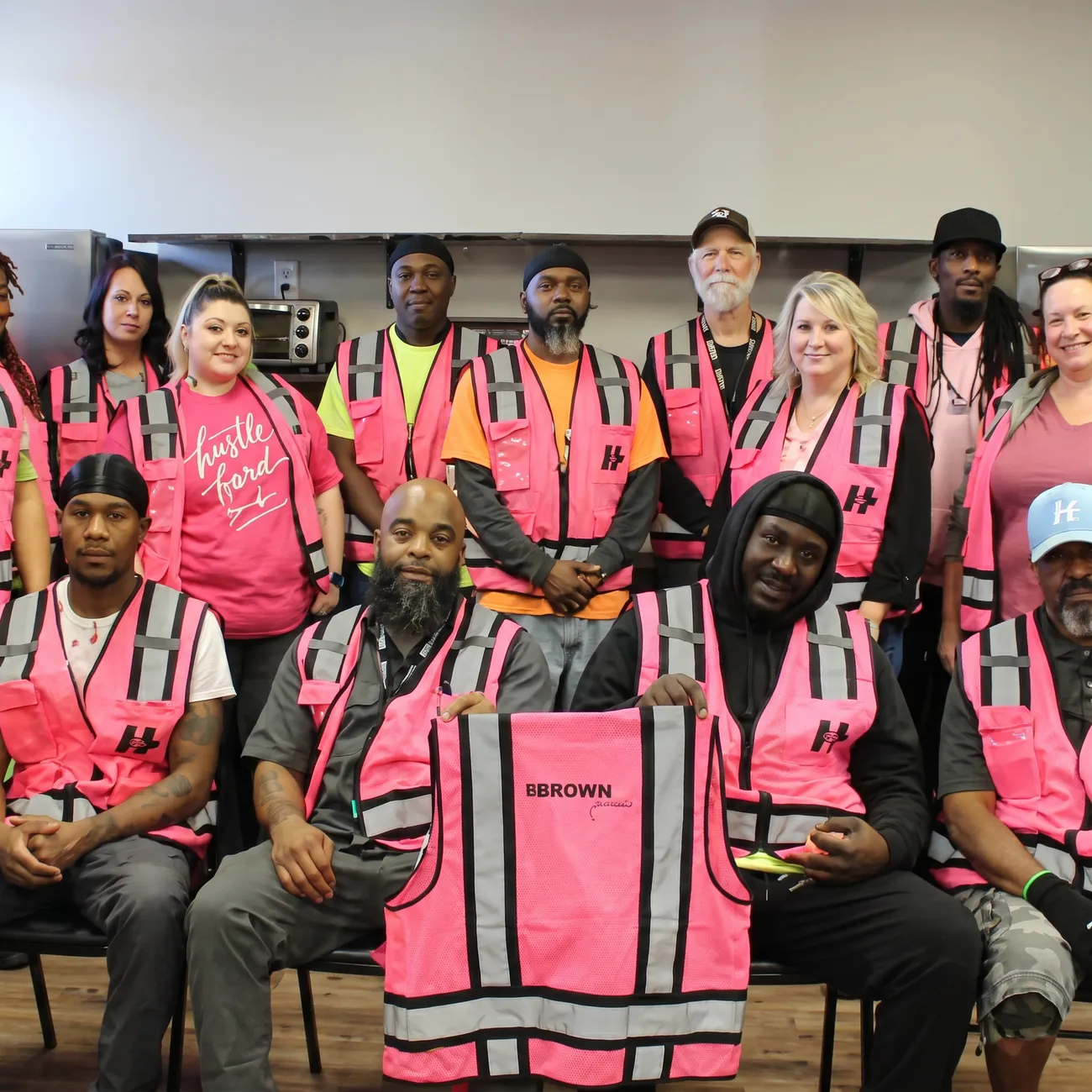Hermann Delaware team at a breast cancer awareness Pink Out event